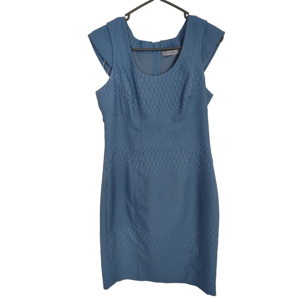 Marc New York Blue Sheath Dress Croc pattern Size 6 Classic Career